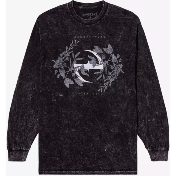 Hot Topic Evanescence T-Shirt Medium Logo Leaves Long-Sleeve - Picture 1 of 7